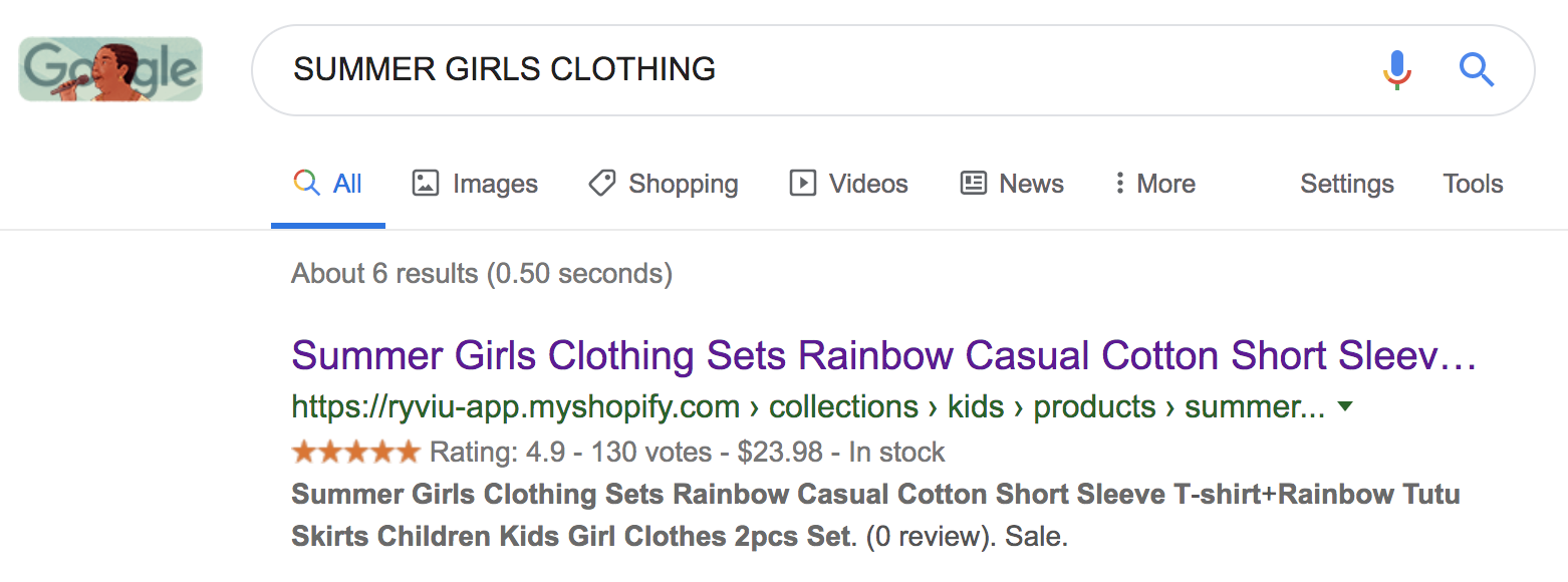 review score on Google search
