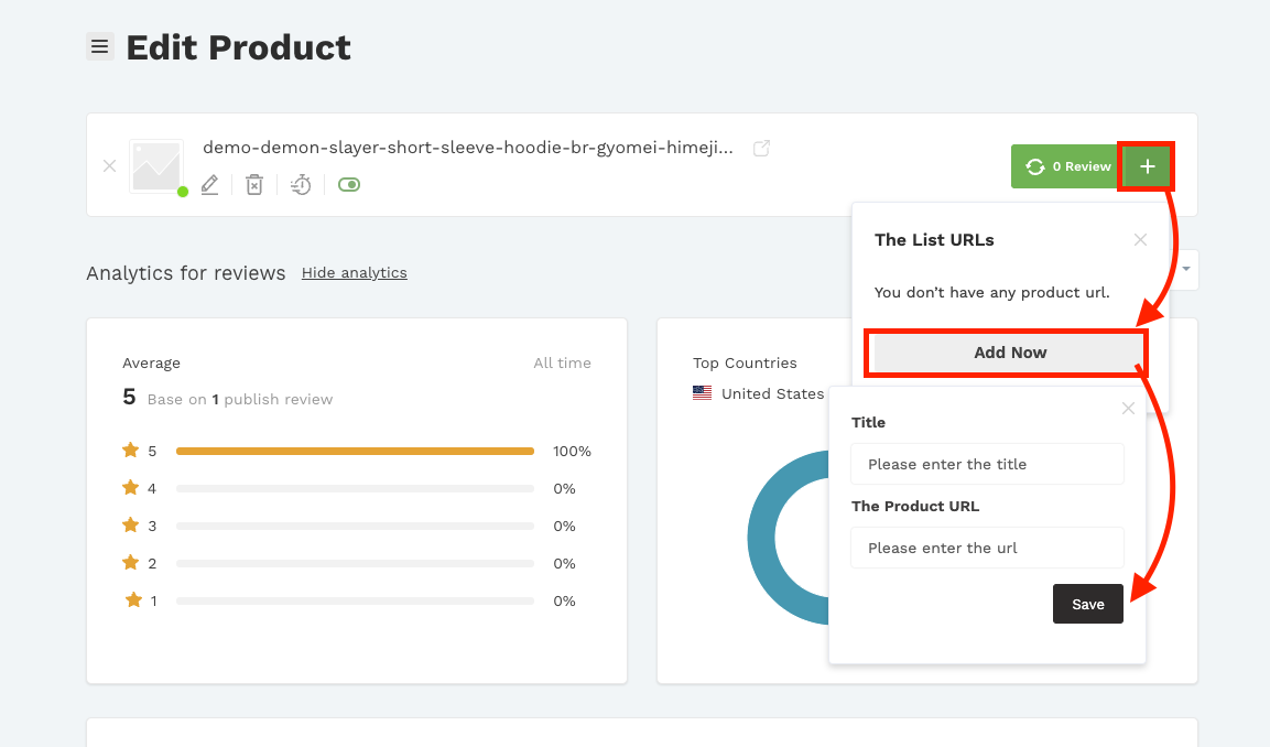 Add product URL to import reviews