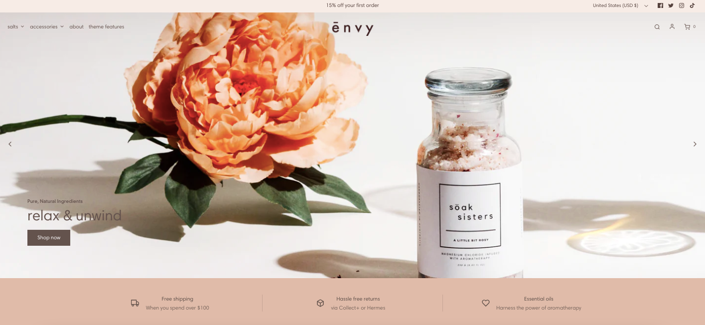 Shopify Envy theme 4